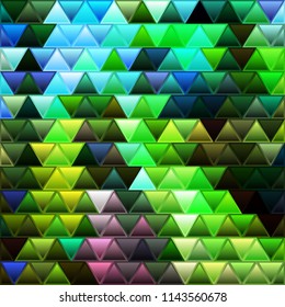 abstract vector stained-glass triangle mosaic background - green and blue