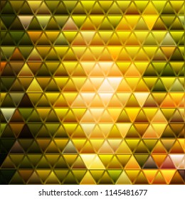 abstract vector stained-glass triangle mosaic background - yellow and brown