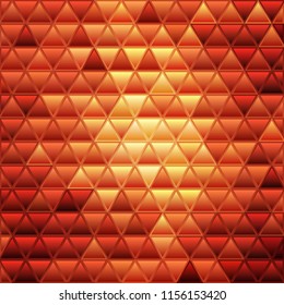abstract vector stained-glass triangle mosaic background - red and orange