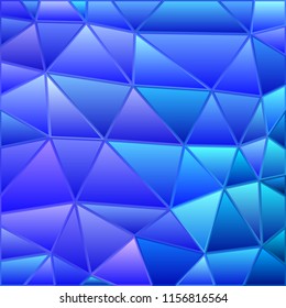abstract vector stained-glass triangle mosaic background - blue and violet
