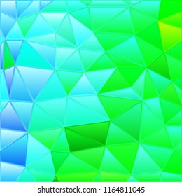 abstract vector stained-glass triangle mosaic background - green and blue