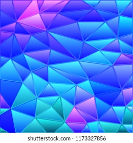 abstract vector stained-glass triangle mosaic background - blue and violet