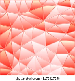 abstract vector stained-glass triangle mosaic background - light red