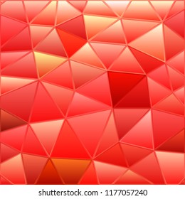 abstract vector stained-glass triangle mosaic background - red