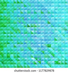 abstract vector stained-glass triangle mosaic background - blue and green