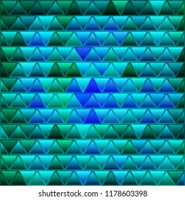abstract vector stained-glass triangle mosaic background - blue and green