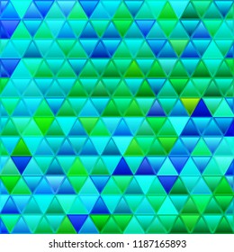 abstract vector stained-glass triangle mosaic background - green and blue