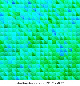 abstract vector stained-glass triangle mosaic background - green and blue