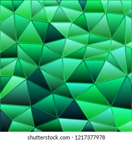 abstract vector stained-glass triangle mosaic background - green and blue