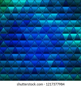 abstract vector stained-glass triangle mosaic background - blue