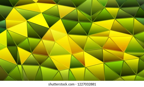 abstract vector stained-glass triangle mosaic background - green and yellow