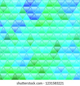 abstract vector stained-glass triangle mosaic background - green and blue