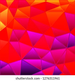 abstract vector stained-glass triangle mosaic background - red