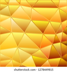 abstract vector stained-glass triangle mosaic background - yellow and orange