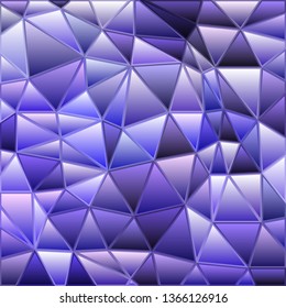 abstract vector stained-glass triangle mosaic background - blue and violet