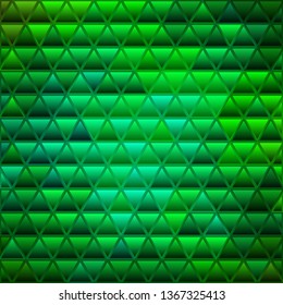 abstract vector stained-glass triangle mosaic background - green