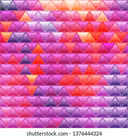 abstract vector stained-glass triangle mosaic background - red and violet