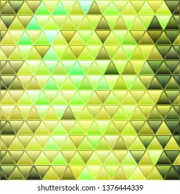abstract vector stained-glass triangle mosaic background - green and yellow
