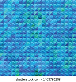 abstract vector stained-glass triangle mosaic background - blue