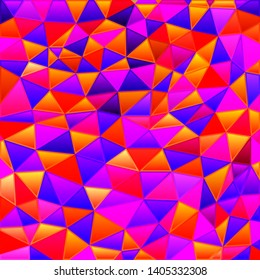 abstract vector stained-glass triangle mosaic background - blue and red