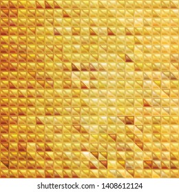 abstract vector stained-glass triangle mosaic background - golden yellow
