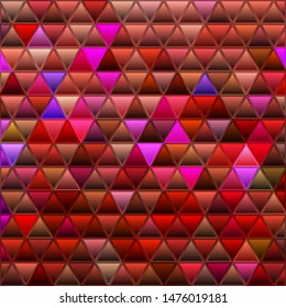 abstract vector stained-glass triangle mosaic background - red