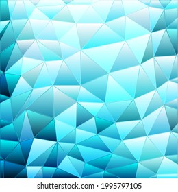 abstract vector stained-glass triangle mosaic background - light blue