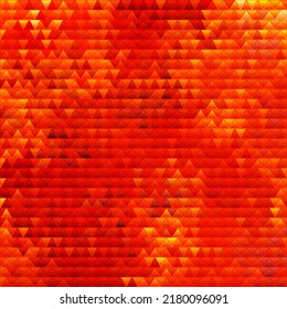 abstract vector stained-glass triangle mosaic background - red and orange