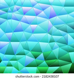 abstract vector stained-glass triangle mosaic background - blue and green