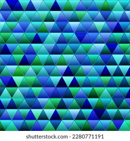 abstract vector stained-glass triangle mosaic background - blue and green triangles