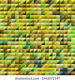 abstract vector stained-glass triangle mosaic background - green and yellow