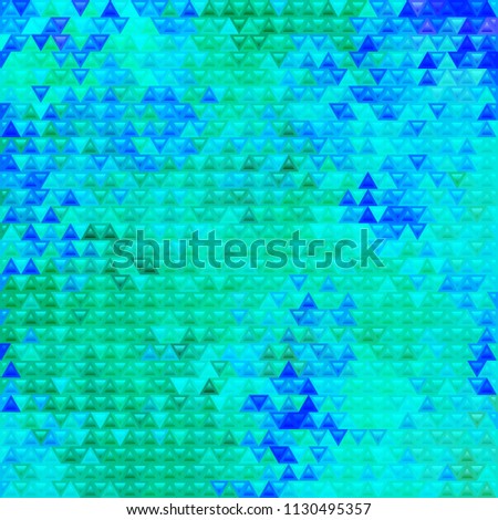 abstract vector stained-glass triangle mosaic background - green and blue