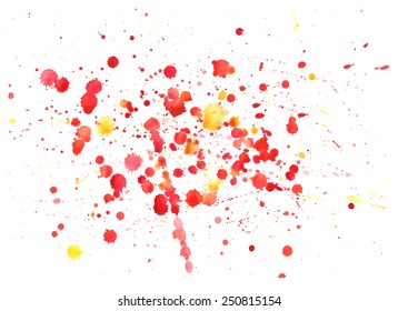 Abstract vector stains watercolor banner. Red and yellow colors