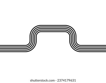 Abstract vector staple made of black parallel lines on a white background in retro style. Striped black and white pattern. Modern vector background