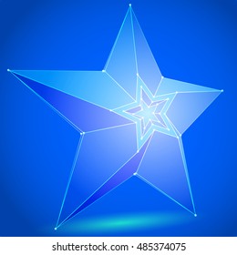 Abstract vector star. Futuristic technology wireframe mesh polyg