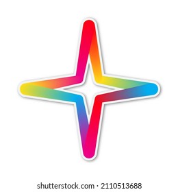 Icono de estrella del vector abstracto. Pegatina de papel con sombra. Estrella colorida aislada.