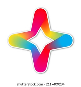 Icono de estrella del vector abstracto. Pegatina de papel con sombra. Estrella colorida aislada.