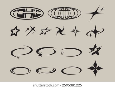 Abstract vector star shape set illustrations