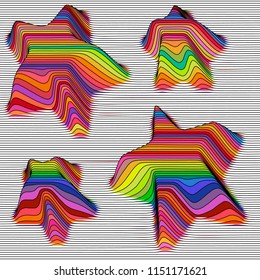 Abstract vector stars seamless moire pattern with lines
