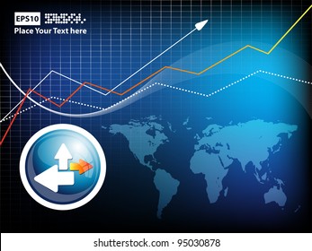 abstract vector statistic backdrop with world map. Eps10