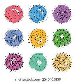 Abstract vector stipple circle design element set