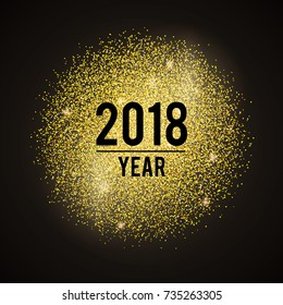 Abstract vector stippling circle background. Gold dotted glitter sale. New Year frame.