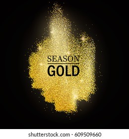 Abstract vector stippling gold frame Gold shining background. Glitter template blot