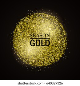 Abstract vector stippling gold frame Gold shining background. Glitter template dotted. Season sale