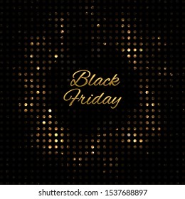 Abstract vector stippling textured background. Sale template. Gold boxing day.