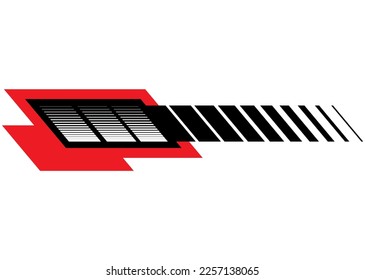 Abstract vector stripe. Pattern for a sports car, moto, boat, body, awning, toy, sportswear. Vehicle sticker. SUV Signboard. Pointer. Striped design element. Striped vector background.
