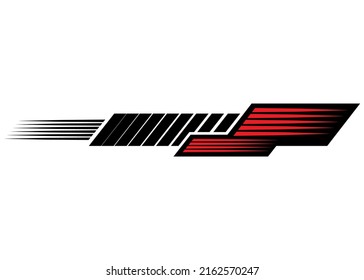 Abstract vector stripe for a sports car, boat, moto. Vehicle sticker. Red black on a white background. Striped pattern. Vector striped background