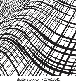 Abstract Vector Striped Background. Black and White Stripes . Wave Stripes . Curved Lines . 