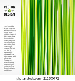 Abstract Vector Striped Background, Pattern of Green and Yellow Stripes with Banner