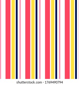 Abstract vector striped seamless pattern with colored vertical parallel stripes. Colorful background.